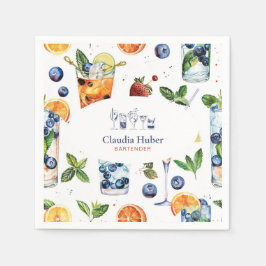 カクテルバーテンダープロフェッショナル |白い青 スタンダードカクテルナプキン