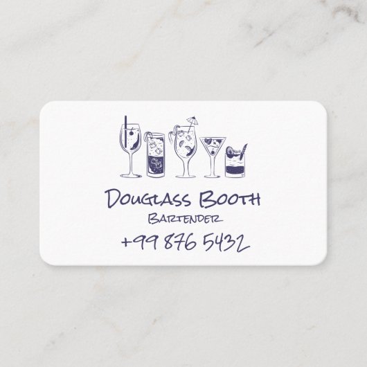 カクテルバーテンダープロフェッショナル |黒モダンいバス 名刺 (正面)