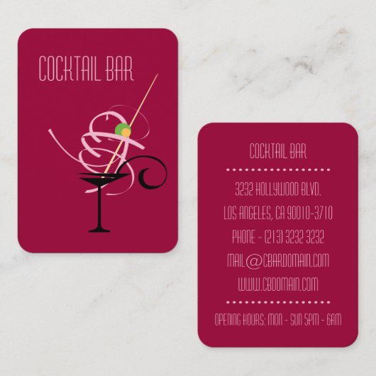カクテルバーナイトクラブバーテンダー 名刺 (正面/裏面)