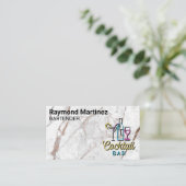 カクテルバーロゴ | ホワイトマーブル 名刺 (スタンド正面)
