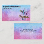 カクテルバーロゴ |水彩背景 名刺 (正面/裏面)