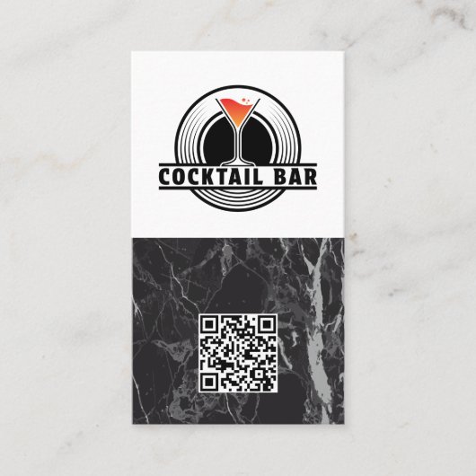 カクテルバー ロゴ グラフィック | QRコード 名刺 (正面)