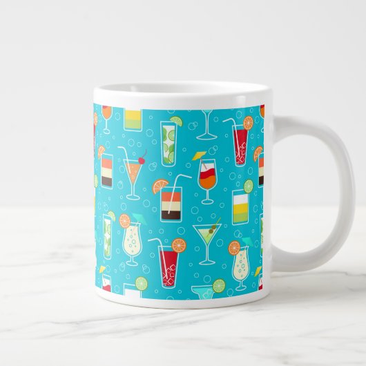 カクテルパターンオンティール(緑がかった色)背景 ジャンボコーヒーマグカップ (右)