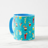 カクテルパターンオンティール(緑がかった色)背景 マグカップ (正面左)