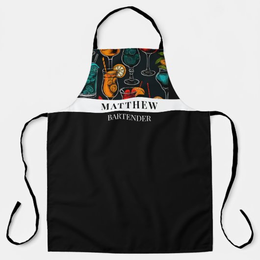 カクテルパターンプロフェッショナル女性バーテンダー エプロン (正面)