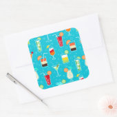 カクテルパターン(ティール(緑がかった色)の背景) スクエアシール (封筒)