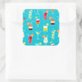 カクテルパターン(ティール(緑がかった色)の背景) スクエアシール (バッグ)