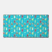 カクテルパターン(ティール（緑がかった色）の背景) デスクマット (正面)