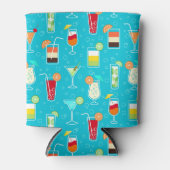 カクテルパターン(ティール（緑がかった色）の背景) 缶クーラー (正面)