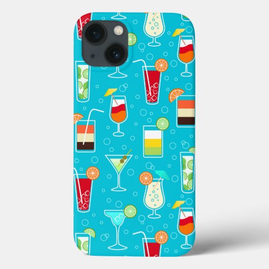 カクテルパターン(ティール（緑がかった色）の背景) Case-Mate iPhoneケース (裏面)