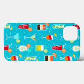 カクテルパターン(ティール（緑がかった色）の背景) Case-Mate iPhoneケース (裏面 (横))