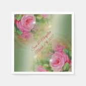 カクテルパーソナライズされたナプキンヴィンテージバラ スタンダードカクテルナプキン (正面)
