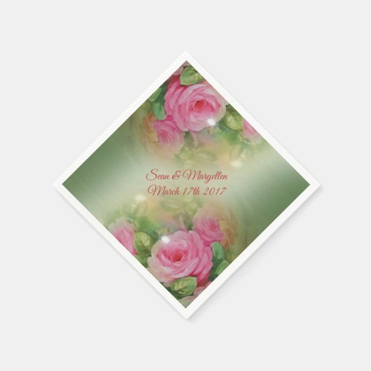 カクテルパーソナライズされたナプキンヴィンテージバラ スタンダードカクテルナプキン (角)