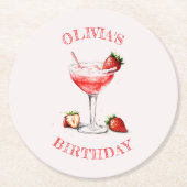 カクテルパーソナライズされたバースデーパーティー紙コースター ラウンドペーパーコースター (正面)