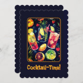 カクテルパーティの招待状カード (正面/裏面)