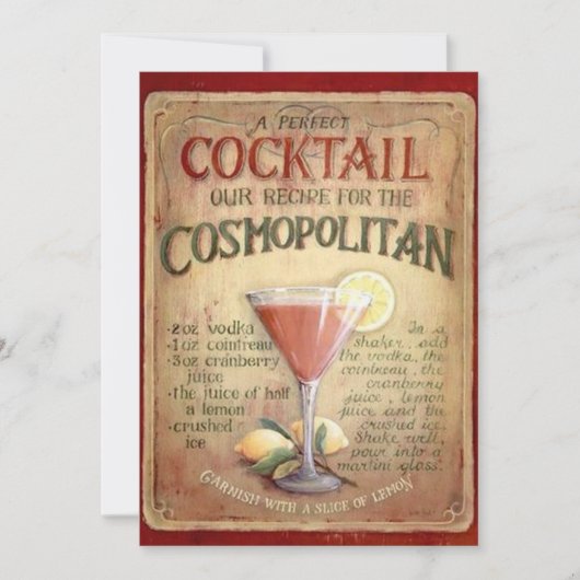 カクテルパーティの招待状コスモポリタン 招待状 (正面)