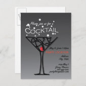 カクテルパーティの招待状デザイン インビテーションポストカード (正面/裏面)