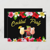 カクテルパーティの招待状トロピカルフラワー招待状 (正面/裏面)
