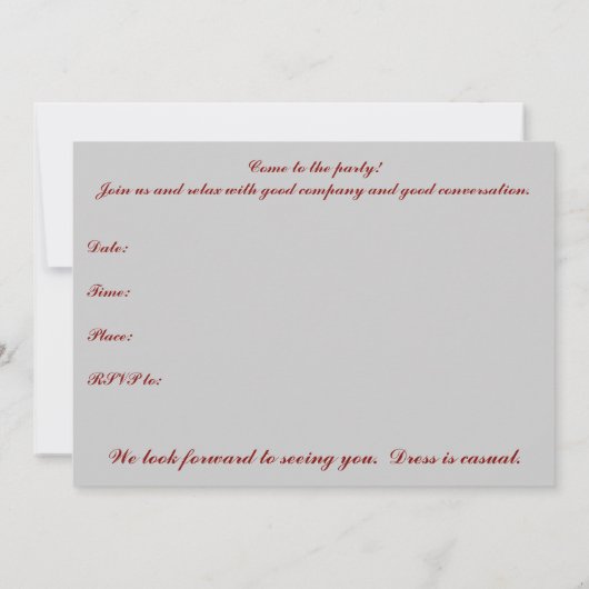 カクテルパーティの招待状 – 赤と黒モダン 招待状 (裏面)