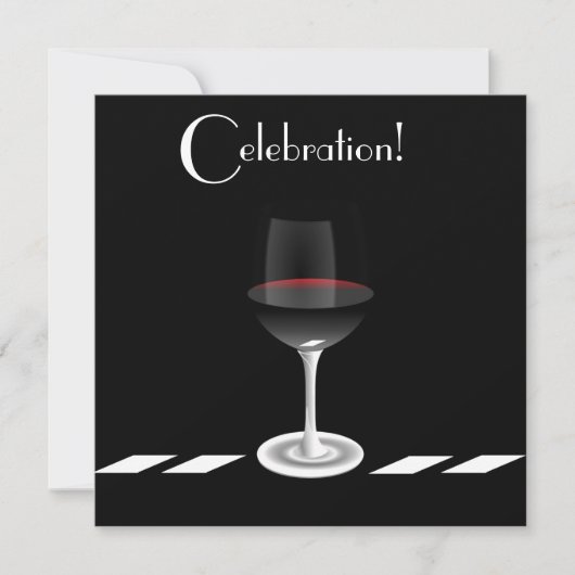 カクテルパーティーお祝い(白黒) 招待状 (正面)