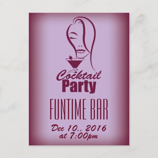 カクテルパーティーのデザイン インビテーションポストカード (正面)