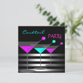 カクテルパーティーカクテルドリンクマルティーニティール(緑がかった色)ピンク 招待状 (スタンド正面)