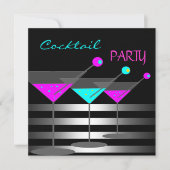 カクテルパーティーカクテルドリンクマルティーニティール(緑がかった色)ピンク 招待状 (正面)