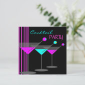 カクテルパーティーカクテルドリンクマルティーニティール（緑がかった色）ピンク 招待状 (スタンド正面)