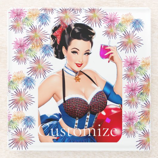 カクテルパーティーガールサンダー_コーブ ガラスコースター (正面)