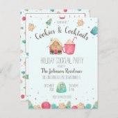 カクテルパーティークリスマスクッキー予算招待状 ポストカード (正面/裏面)