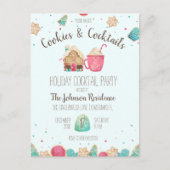 カクテルパーティークリスマスクッキー予算招待状 ポストカード (正面)