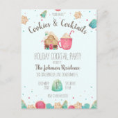 カクテルパーティークリスマスクッキー予算招待状 ポストカード (正面)