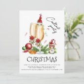 カクテルパーティークリスマス格言ホワイトワイン 招待状 (スタンド正面)