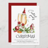 カクテルパーティークリスマス格言ホワイトワイン 招待状 (正面/裏面)
