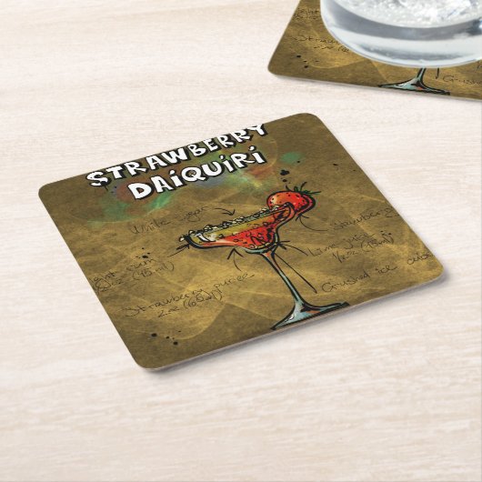 カクテルパーティーコースターコレクション – ダイキリ スクエアペーパーコースター (アングル)