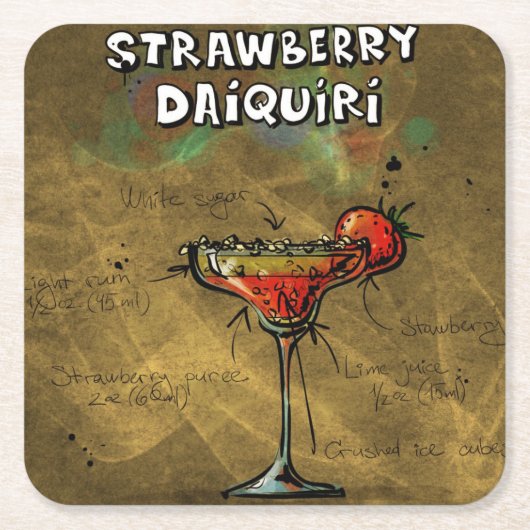 カクテルパーティーコースターコレクション – ダイキリ スクエアペーパーコースター (正面)