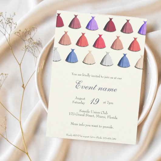 カクテルパーティードレス年間イベント招待状 招待状