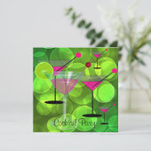 カクテルパーティーバブル緑ピンク 招待状 (スタンド正面)