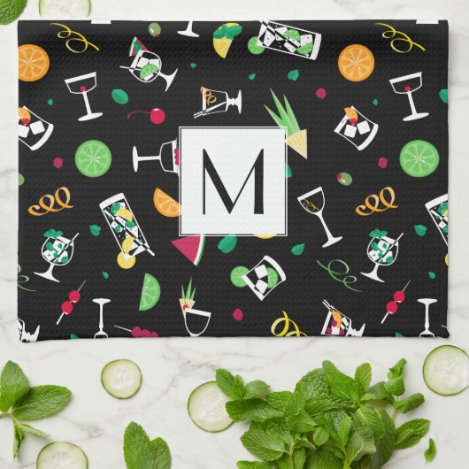 カクテルパーティーパターン キッチンタオル (折り畳み)