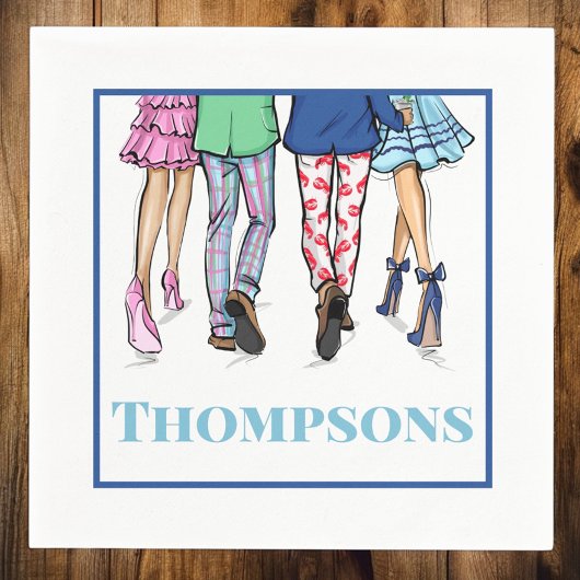 カクテルパーティーファッションカップルのロブスター名門私立校風の名 スタンダードカクテルナプキン