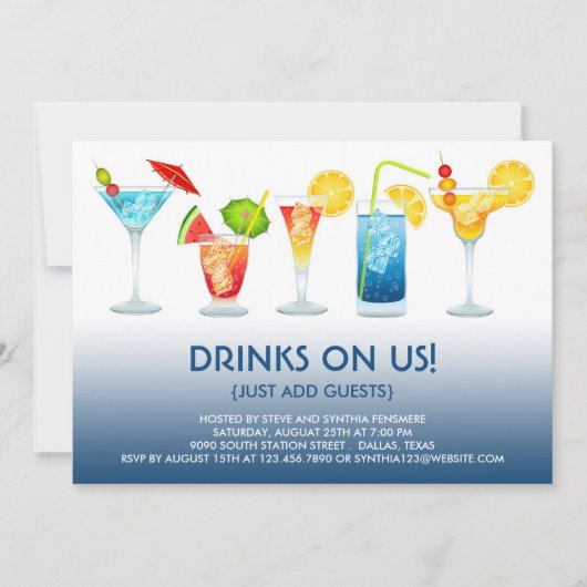 カクテルパーティーフラット招待状 招待状 (正面)