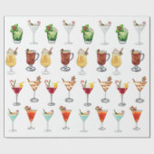 カクテルパーティーホリデークリスマスウォーターカラー ラッピングペーパー (フラット)