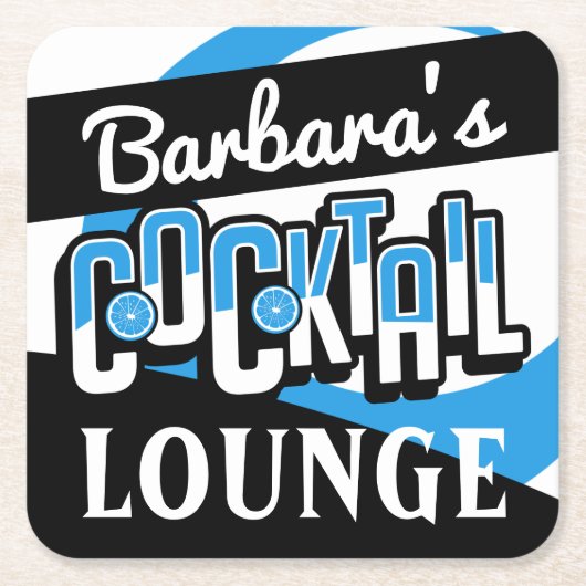 カクテルパーティーミッドセンチュリーモダンバースクエア紙 スクエアペーパーコースター (正面)