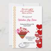 カクテルパーティーラブバレンタインスイープハートかわいい 招待状 (正面)