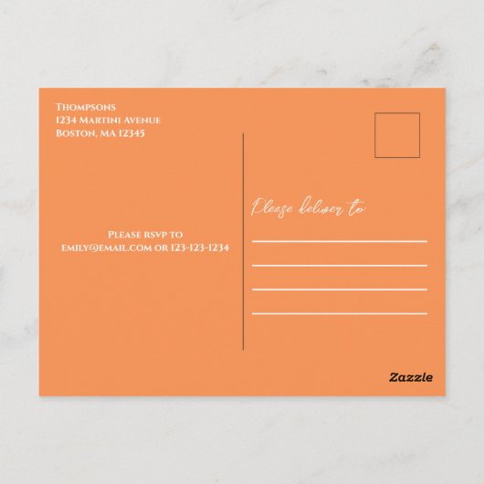 カクテルパーティーレトロタイポグラフィマルティーニ ポストカード (裏面)