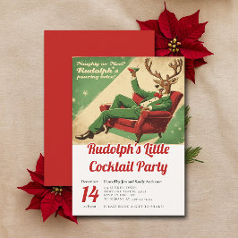 カクテルパーティーヴィンテージおもしろいレトロクリスマスパーティー 招待状