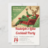 カクテルパーティーヴィンテージおもしろいレトロクリスマスパーティー 招待状 (正面)