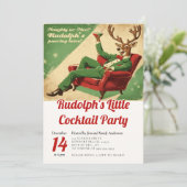 カクテルパーティーヴィンテージおもしろいレトロクリスマスパーティー 招待状 (スタンド正面)