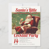 カクテルパーティーヴィンテージサンタおもしろいクリスマスパーティー 招待状 (正面)