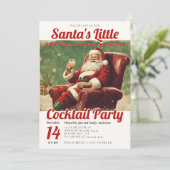 カクテルパーティーヴィンテージサンタおもしろいクリスマスパーティー 招待状 (スタンド正面)